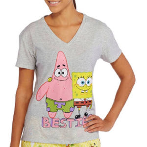Shirt sleep Spongebob Squarepants Besties womens sizes S 4-6 or XL 16-18 cotton